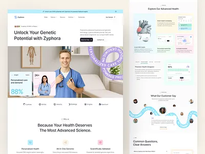 Zyphora - Healthcare Landing Page aiinhealthcare biotechdesign digitalhealthcare health healthcare healthcareux healthtechnology medicaldesign modernui personalizedhealthcare product design saas saas landing saas product saasdesign ui ux webdesign wellnesstech