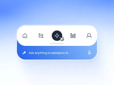 asklepios v3: Smart Tab/Bottom Nav Bar Component UI ai health companion app ai wellness app asklepios ui kit blue clean digital health app figma design system gradient healthcare design system healthcare interface ui healthcare ui kit minimal mobile health app modern nav bar navigation bar ui smart health app tab bar tab bar ui wellness ui kit
