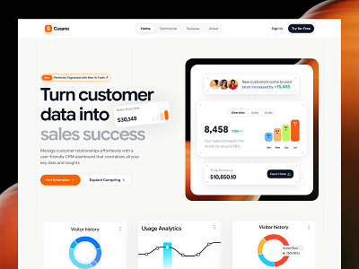 Cusana - SaaS Sales Marketing Management Platform business chart dashboard data design elementor framer landing management marketing page platform saas sales ui webflow website wordpress