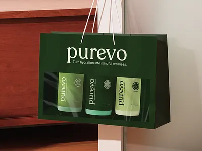 Purevo - Modern Water Hydration brand identity branding graphic design healtcare holistic hydration logo mindfullness minimalist modern logo nature pure water wellbeing wellness wordmark