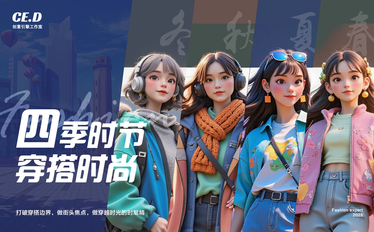 AIGC Commercial Illustration Four Seasons Fashion Design ai created works ai creation ai design brand customization brand full case design clothing brand commercial design fashion design poster design visual design