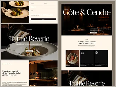 Côte & Cendre — Fine Dining Landing Page branding editorial design fine dining hospitality design landing page luxury minimalist premium restaurant ui design ux design web design