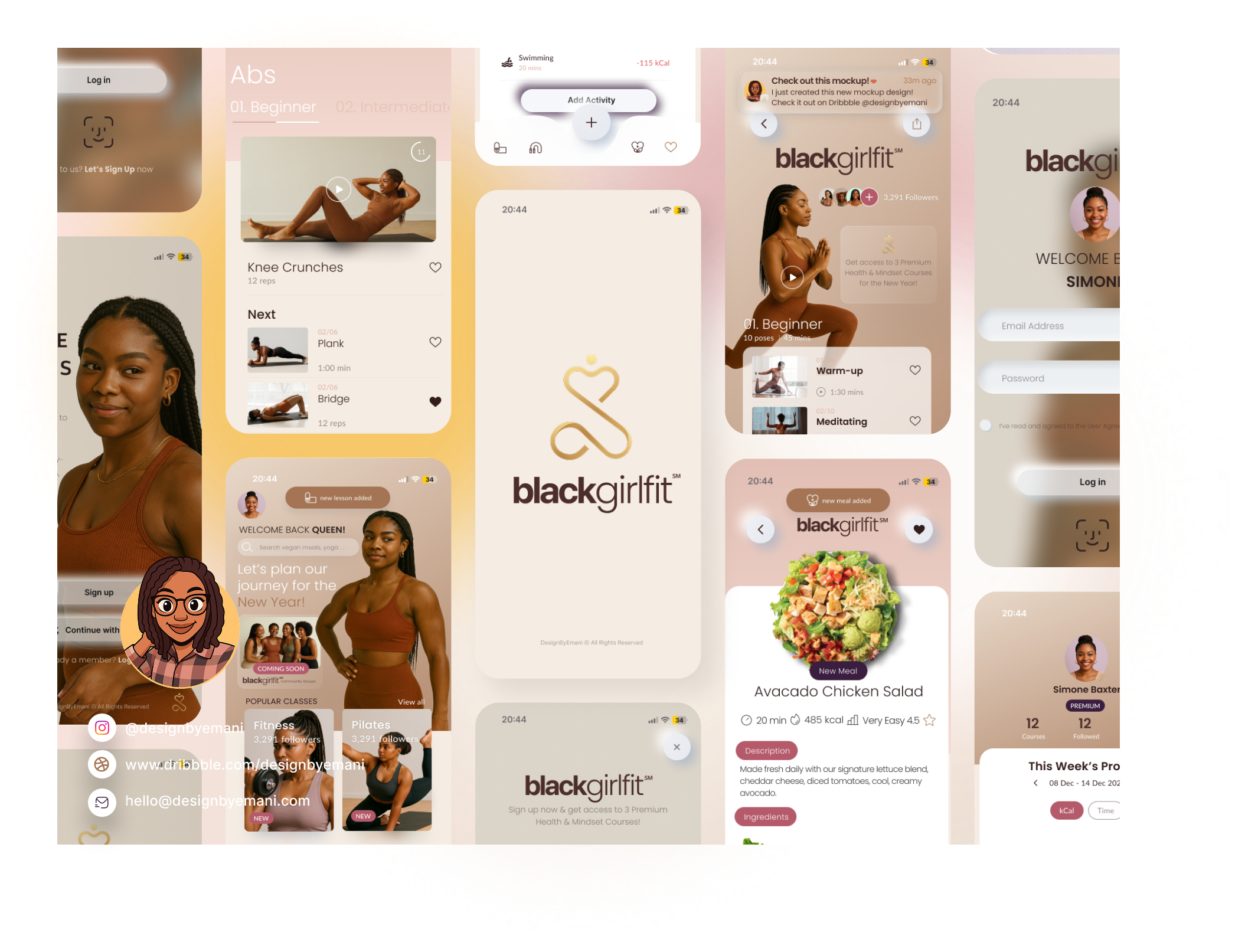 🌸 BlackGirlFit — A Wellness & Fitness App branding design figma fitness ios app mobile app ui ui design wellness app