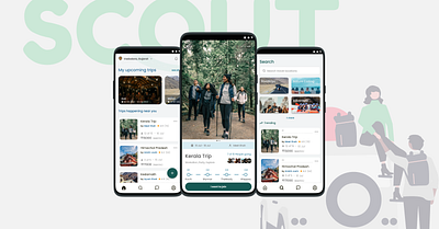 Scout App - Find travel companions with ease app design product design typography ui ux