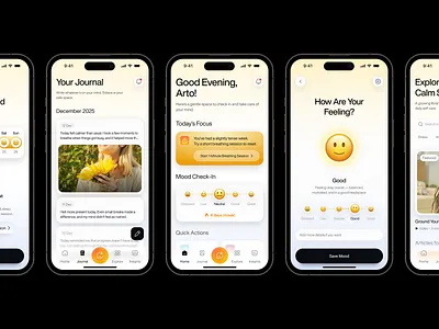 Solace — AI-Powered Mental Health Mobile App ai ai chat app design health journal mental health mobile app ui uidesign uiux uxdesign