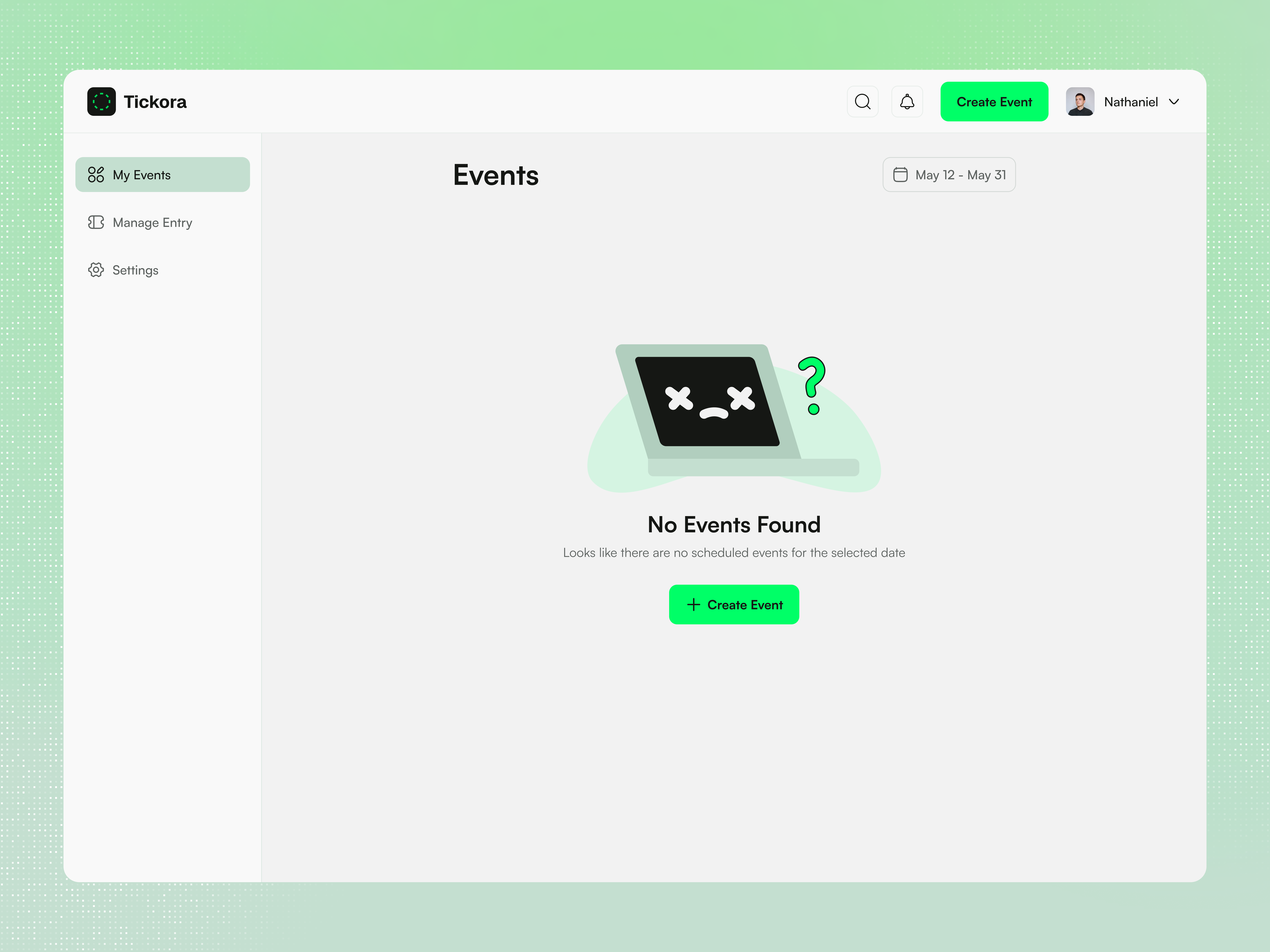 Tickora Build Events & Set Tickets dashboard eventmanagement eventplatform saas ticketingui ui design