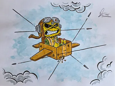 Iron Maiden 80s rock artwork drawing eddie graphic design illustration ink iron maiden markers metal music painting