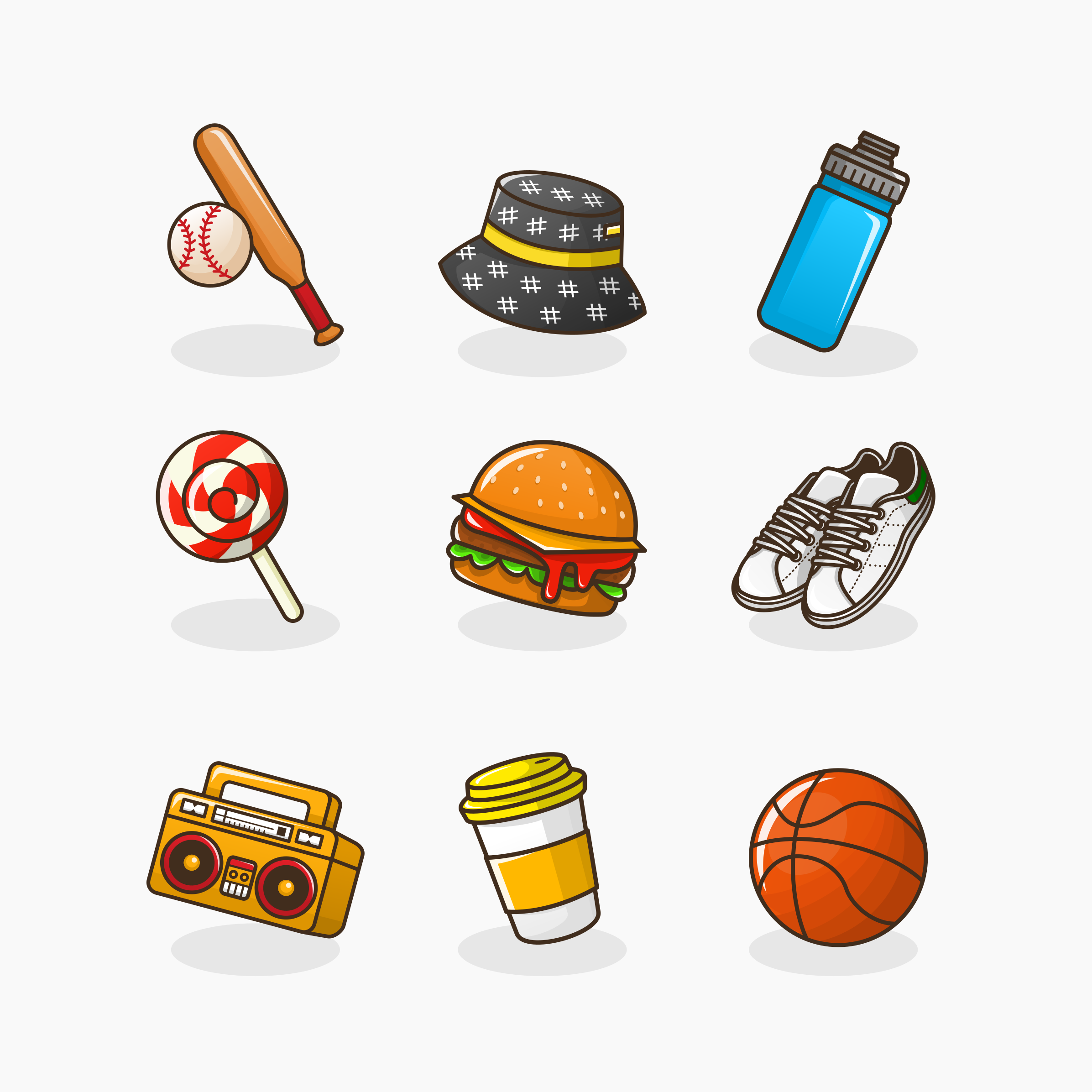 Vector Artwork of 9 Items commission design freelance work game asset game assets illustration vector vector art vector artwork