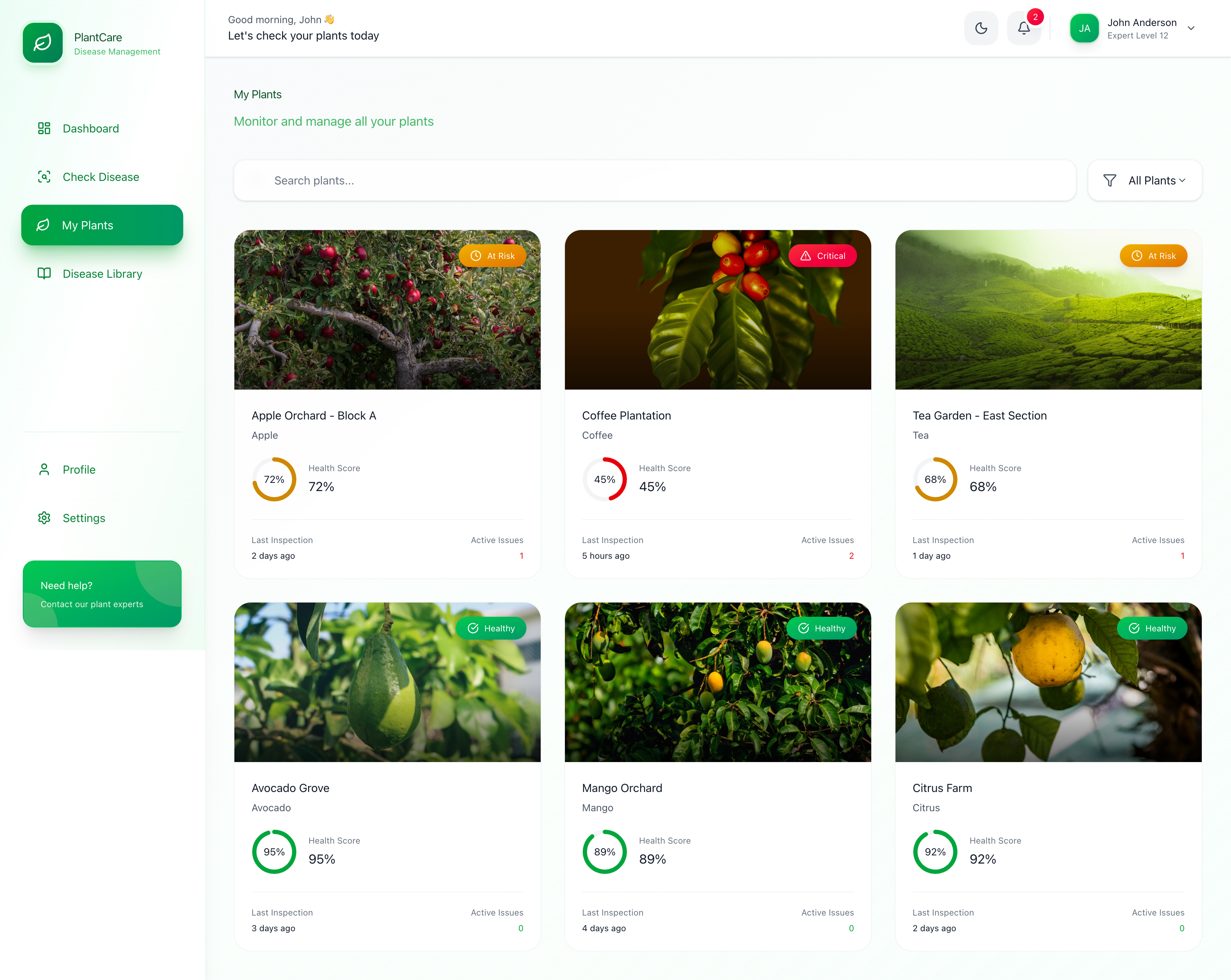 PlantCare Webapp agriculture agtech ai app design farmer farming graphic design htmlcss mobile friendly design plant react responsive webapp ui user experience user interface ux webapp website design
