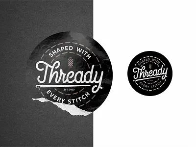 Thready apparel badge brand branding clothing design icon identity illustration logo mark needle sew stitch symbol thread unique