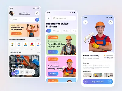 Home Services App – Smart Service Booking Experience andriod app app design booking app cleaning app design home services app house cleaning app ios mobile mobile app on demand service app service marketplace smart home service app user interface design ux