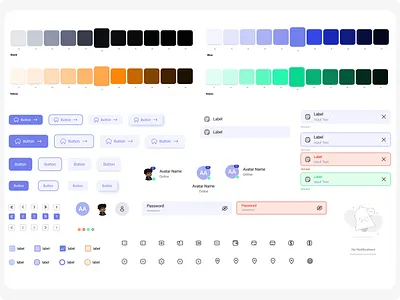 Design System UI | Color Tokens, Components UI Elements badge design button design chips ui clean ui component design component library components design system design system ui design token input field product design reusable components saas design swan design agency system design ui design ui kit ux design web app ui