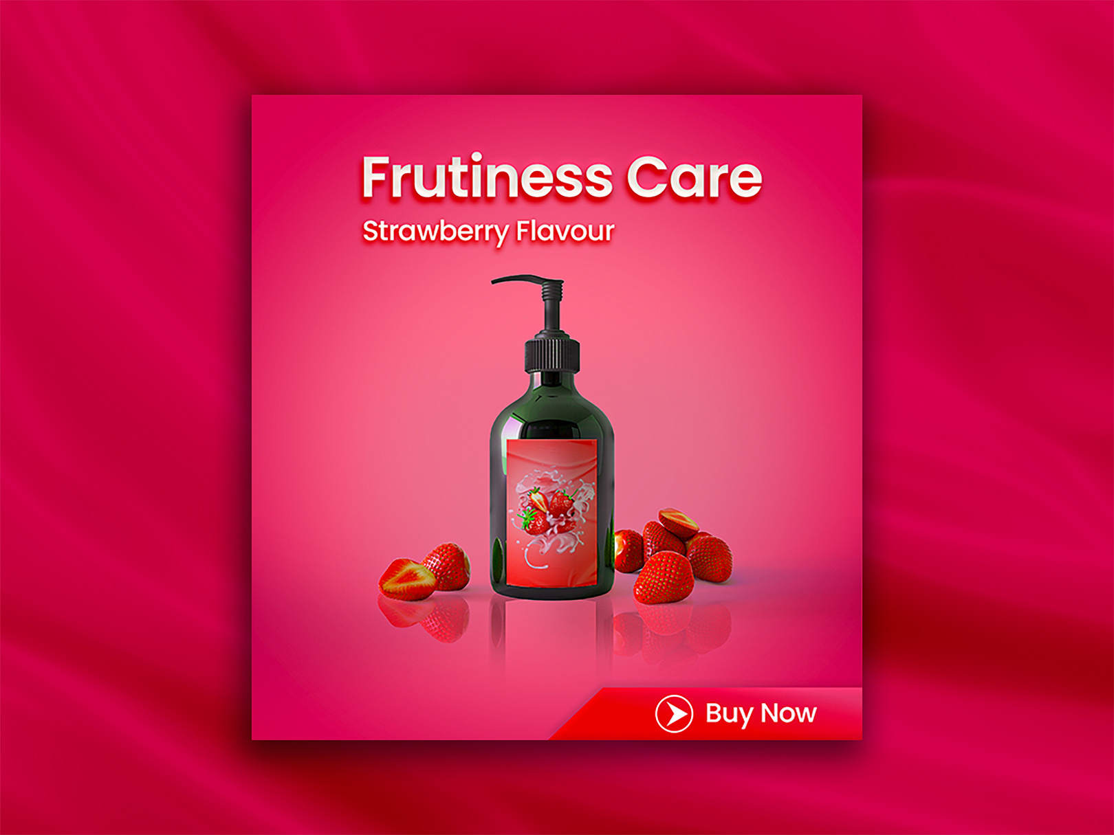 Strawberry Based Product Social Media Ads Poster Design advertising design beauty product poster brand promotion commercial design cosmetic ads design creative ad design digital ad creative digital marketing graphic design marketing design natural ingredient branding online ads product advertising product promotion promotional poster skin care marketing social media ads social media design strawberry product ads visual advertising