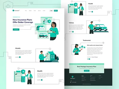 Insurance Plus - Landing Page advisor agent character design consultant digital illustration finance financial illustration insurance investment landing page policy protection ui web design