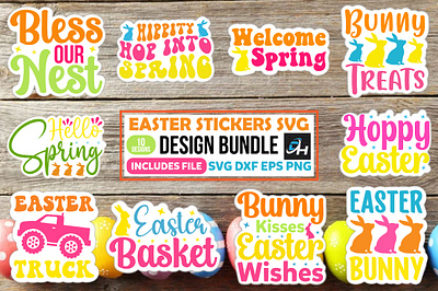 Easter Stickers SVG Design Bundle bundle