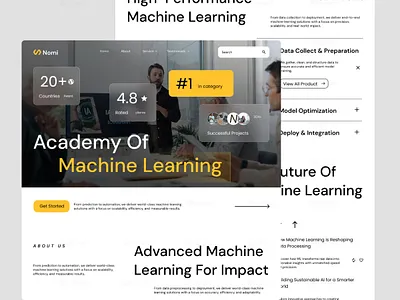 Machine Learning Landing Page ai artificial intelligence b2b business clean data science enterprise framer innovation landing page machine learning ml modern professional saas startup tech technology ui design web design