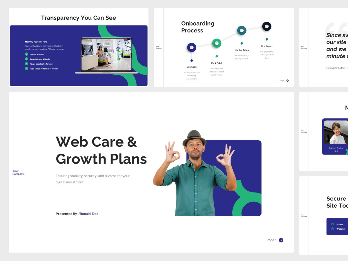 Example of Web Design Retainer Pitch Deck Presentation