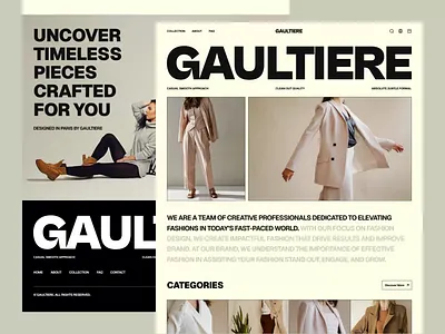 Gaultiere - Fashion Store Website Ecommerce ecommerce design editorial design fashion brand fashion website luxury fashion minimal design sumunar studio ui design ux design web design website design