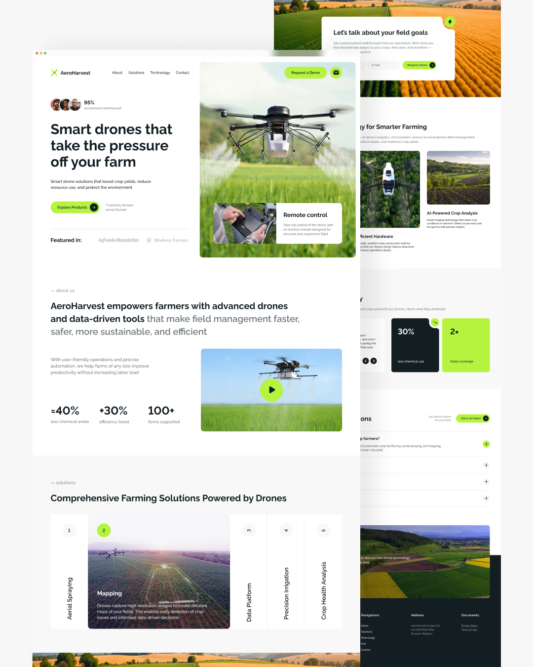 Smart Farming | Full Landing Page Design agritech clean design drone landing page minimal precision agriculture smart farming tech ui design ux design web design