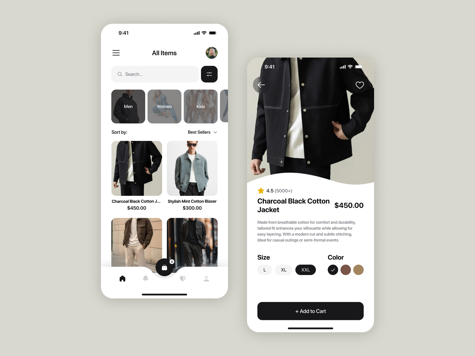 Fashion Store App Design aesthetic app black branding buy cart clean dark design ecommerce elegant fashion light mobile modern product shop store ui ux
