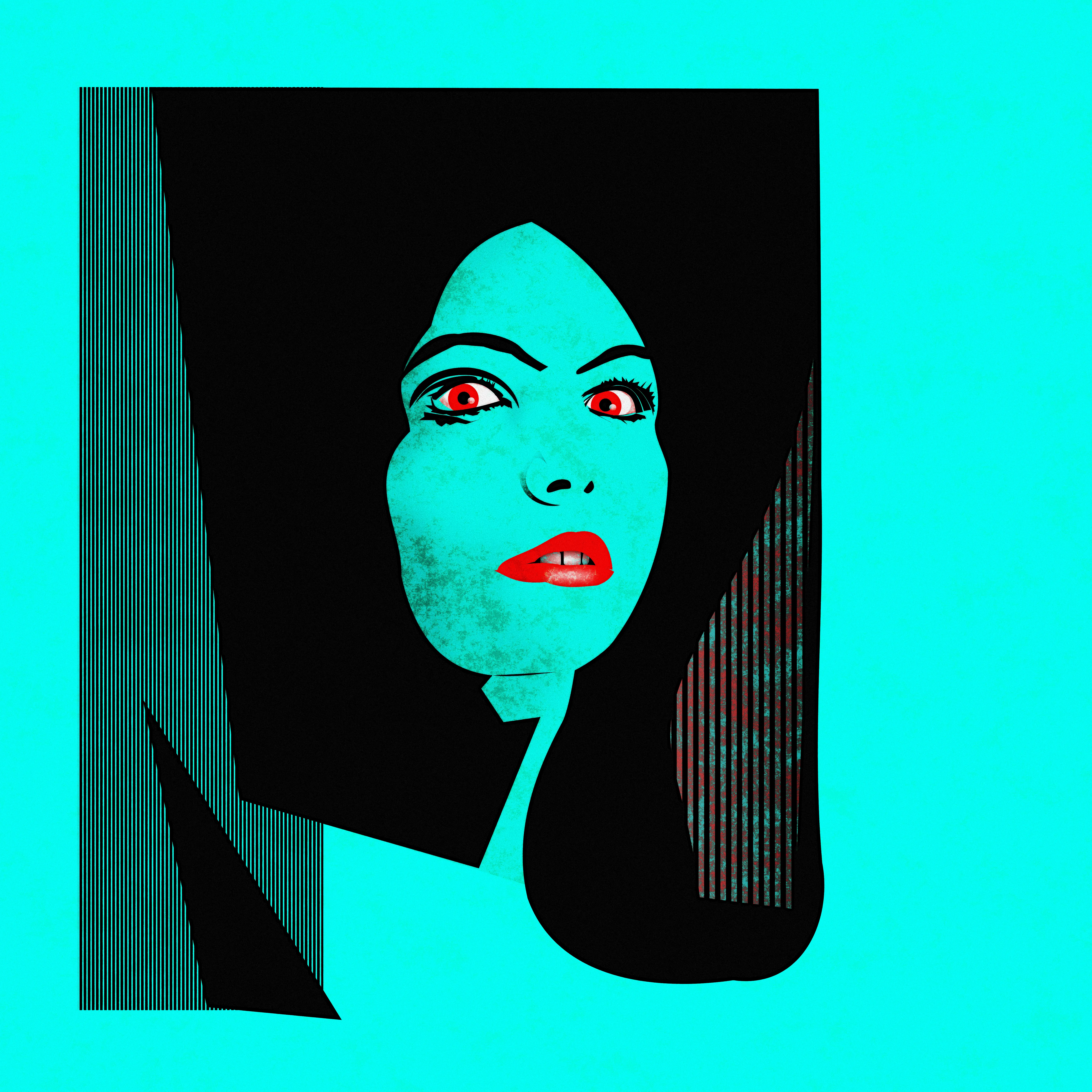 fear doodle fear girl head illustration noise shunte88 vector