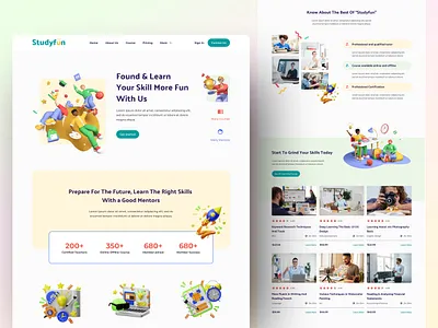 Studyfun - Education & Online Learning Platform Landing Page 3d illustration 3d uiux 3d website course platform design education platform elearning website elementor kids website landing page new upload online learning playful playful design template ui design ui inspiration uiux website wordpress