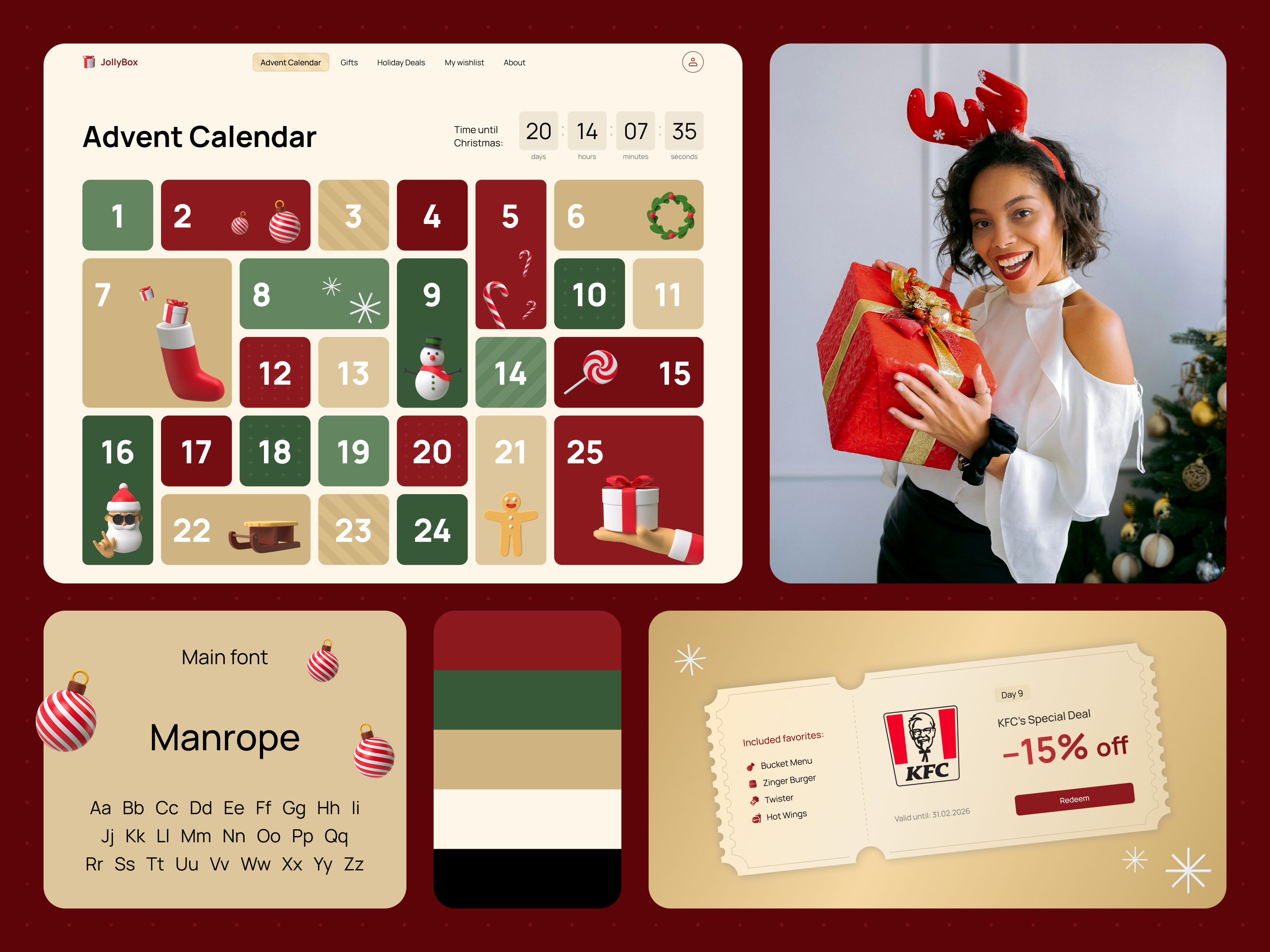JollyBox – Christmas Advent Calendar advent branding calendar christmas design illustration logo ui ux web website