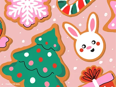 Gingerbread Cookies Illustration branding character christmas christmas cookies christmas design cozy holiday cute illustration design digital artist festive illustration flat illustration gingerbread illustration holiday background holiday treats illustration seasonal artwork sweet christmas vector winter winter art