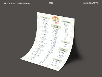 Line-Art Menu A3 Design Soup & Pizza Restaurant a3 art branding cafe clean design food graphic illustration layout line linear menu minimal pizza print restaurant soup typography vector