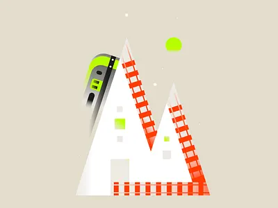 By train through the Alps adobe adv alps branding chiara morra conceptual design draft flat form illustration illustrator mountain nature shot sustainable train vector worldheritage