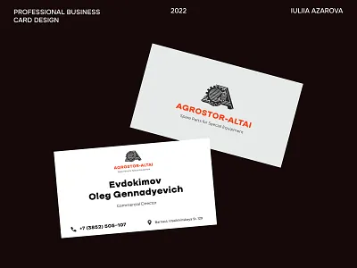 Agrastor Altai Director Business Card 90x50mm agrastor agribusiness agriculture altai branding business card commercial corporate design director grey identity layout print print design red stationery two sided typography white