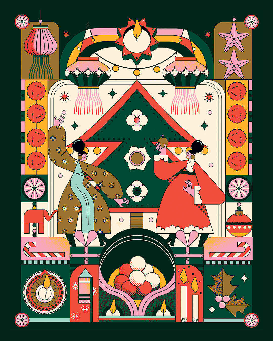 Diwali x Christmas character chritmas culture diwali edition family green illustration illustrator noel texture tradition vector