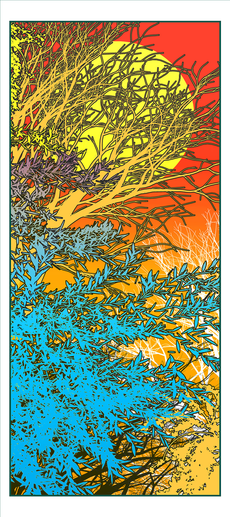 Day blender forest graphic design illustration printmaking tree