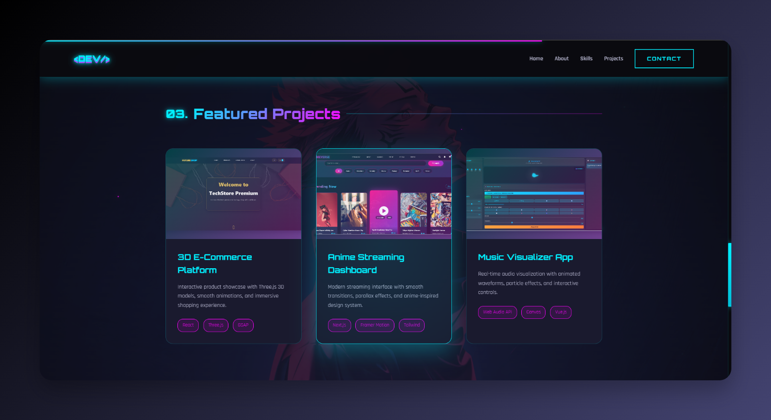 Example of Portfolio For Web Developer