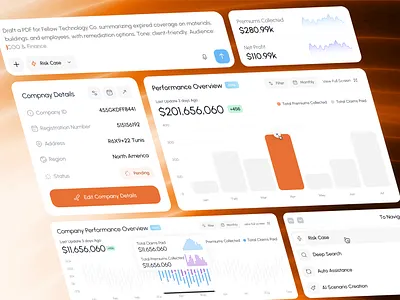 Bento Card UI of Insurance Platform ai chat app design charts clean ui design management prompt stats ui ui card ui components ux web app