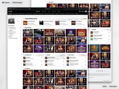 Mollybet: Casino Interface Design casino casino games dark design desktop gambling game igaming light mobile mollybet slots ui web website