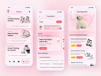 Dog Training App Design app prototype app ui designer dog behavior dog commands dog training dog training tips mobile mobile app mobile designer mvp pet app pet care pet tracker pet training popular reward system training app tranding uiux