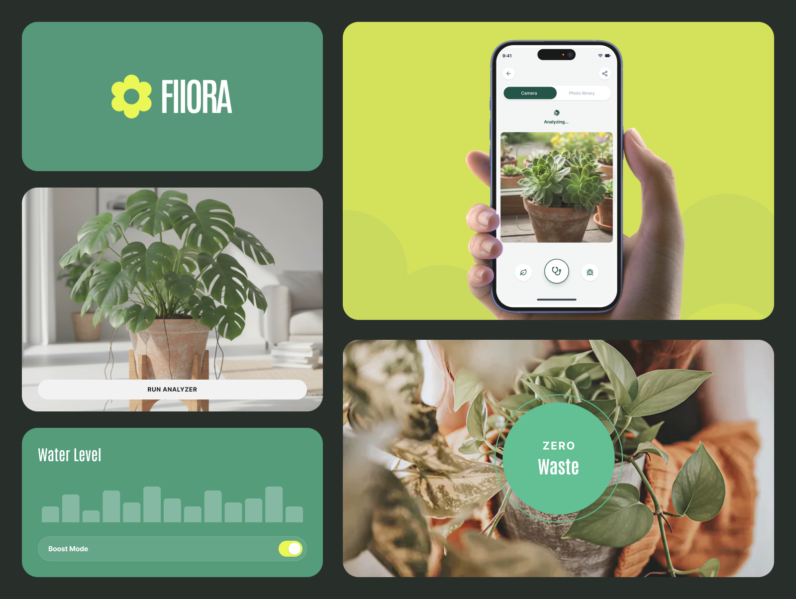 FLLORA - Plant Care Brand Identity brand brand identity branding design graphic design green logo logo animation logo design logo visuals motion nature nurul amin plant plant care typography typography logo vector yellow zendeeps