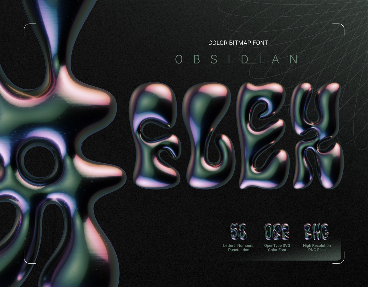 Obsidian Flex - Color Bitmap Font 3d alphabet design font graphic design illustration lettering render type typeface typography