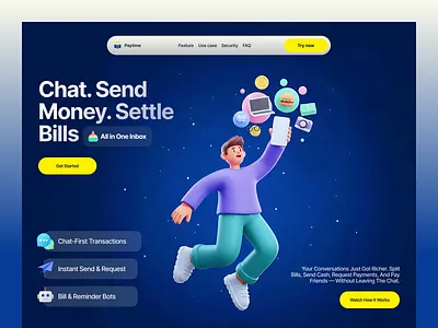 Finance payment website chatbot finance fintech homepage landing page money payment payment website paymentwebsite webdesign website