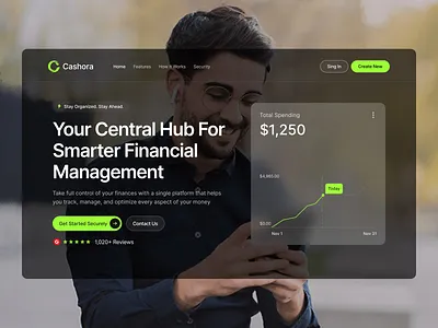 Financial Management Website Hero branding clean design home page illustration landing page ui uiux web design website