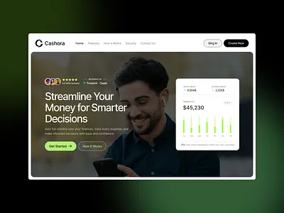Financial Management Website Hero branding clean design home page illustration landing page ui uiux web design website