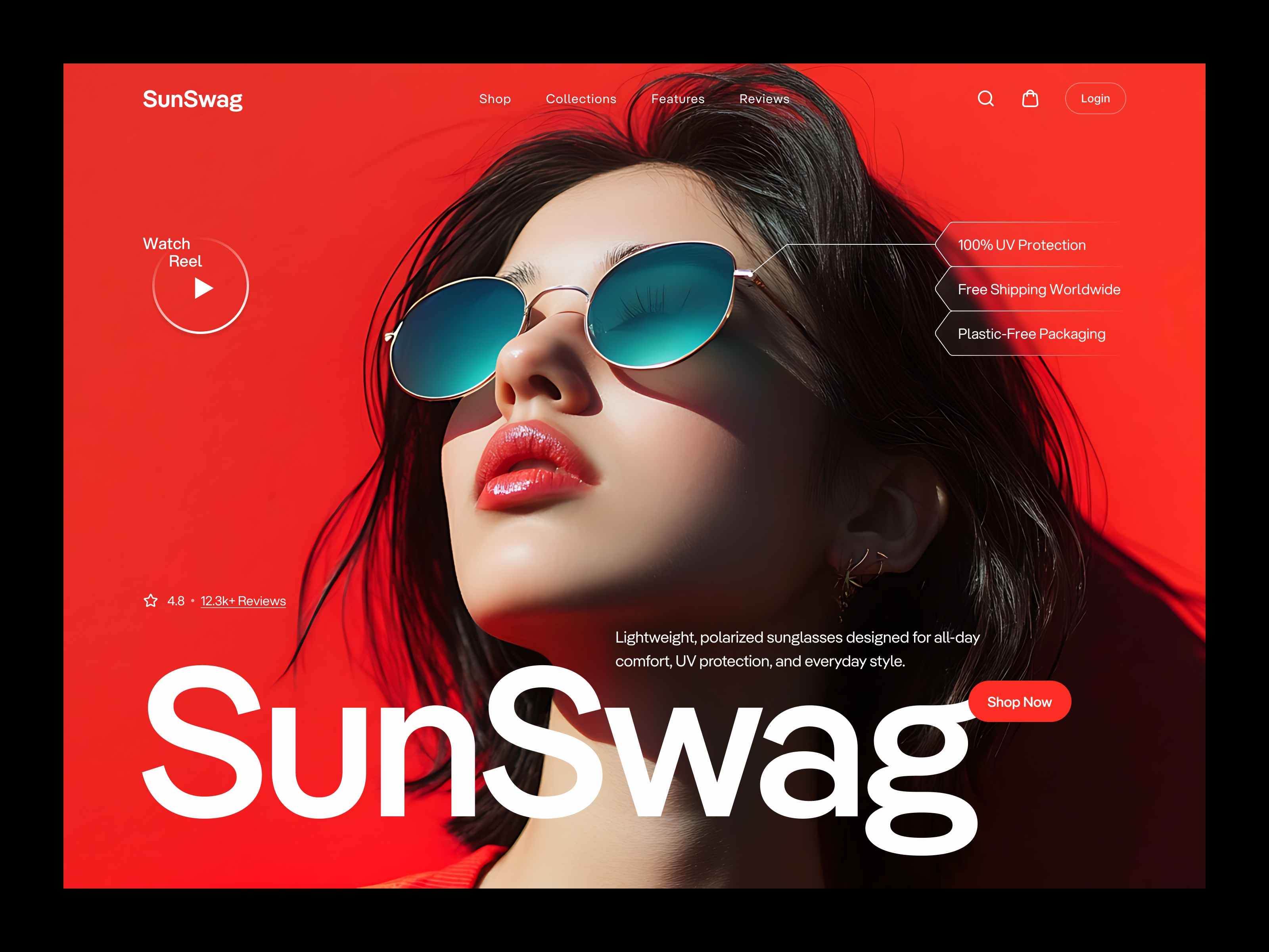 Sunglass Website clean ui home page landing page landing page design modern ui sunglass website ui ux web design website website design