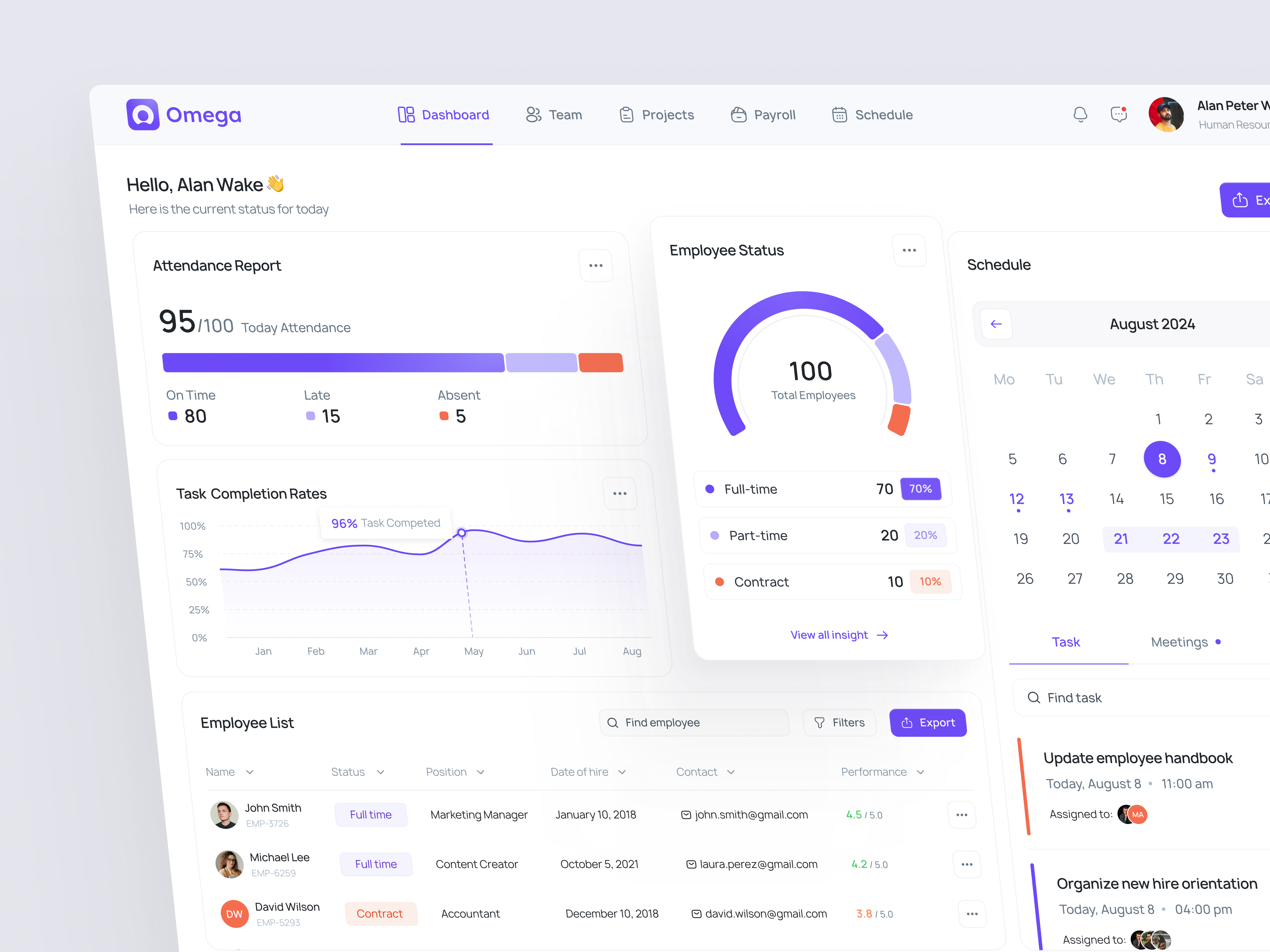HR Dashboard analytics chart company dashboard data design employee hr hr dashboard human resources kpi minimal modern performance schedule tracker ui ui design ux design website