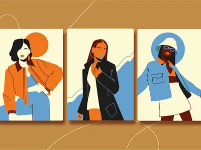 Fashion portraits design illustration