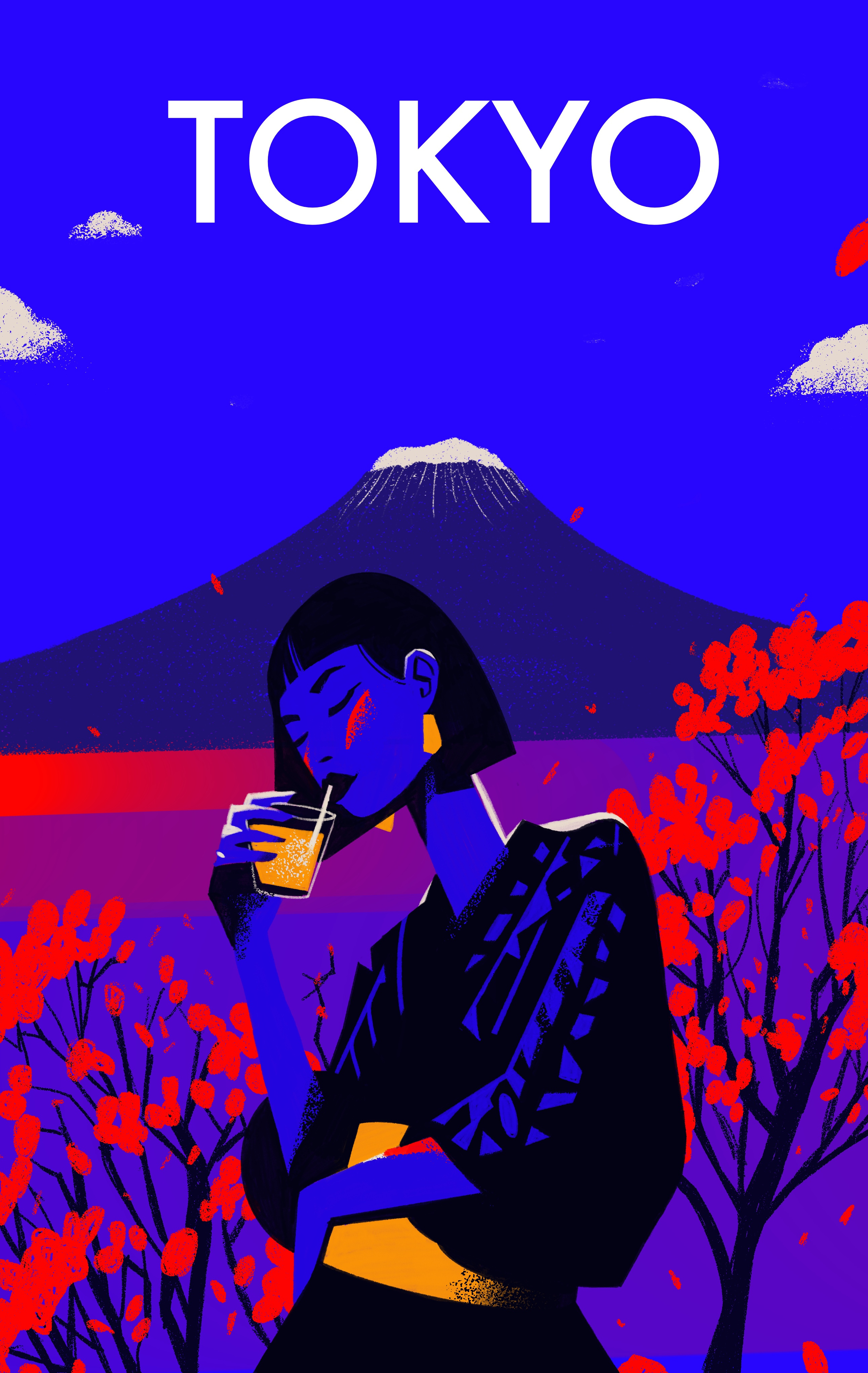 Japan & Tokyo - Poster Illustration arunas kacinskas asia character cool illustration style illustration illustrator japan japan illustration people portrait portrait illustration poster poster illustration tokyo tokyo illustration