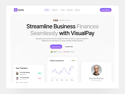 Syntix – Business Finance Website Hero branding clean clean website design home page illustration landing page minimal website modern website ui saas saas website saas website design ui uiux web design website website ui design