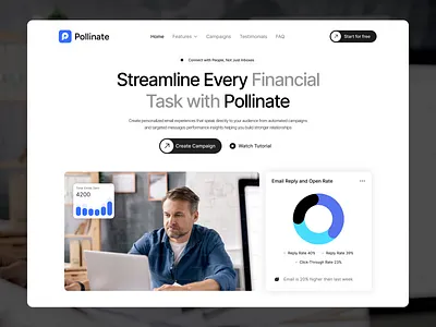 Pollinate – SaaS Marketing Platform Hero branding clean clean saas ui design growing startup illustration landing page modern saas design saas landing page saas ui design saas website design startup startup saas startup website ui uiux web design website