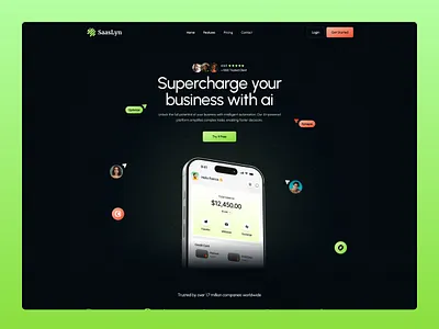 SaaS Landing Page UI cleandesign digitalproduct figma landingpage modern saas startup ui ux webdesign webui