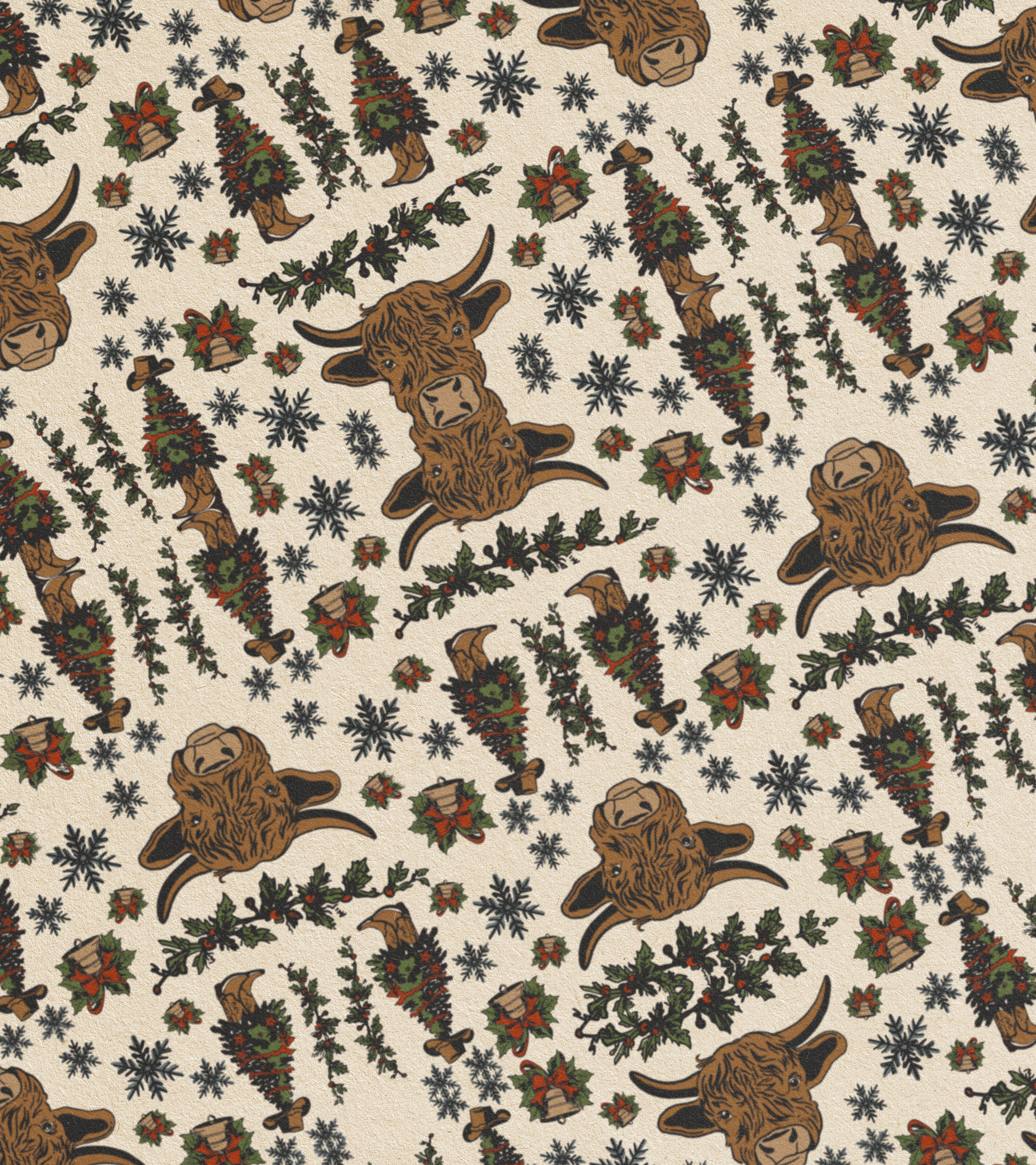 X-MAS PATTERN artwork badge branding bull cattle christmas cowboy design graphic design illustration logo merch merchandise pattern pattern design rodeo rodeo western seamless pattern texas western